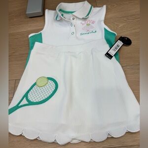 Active USA White and Green Kids Tennis Dress
